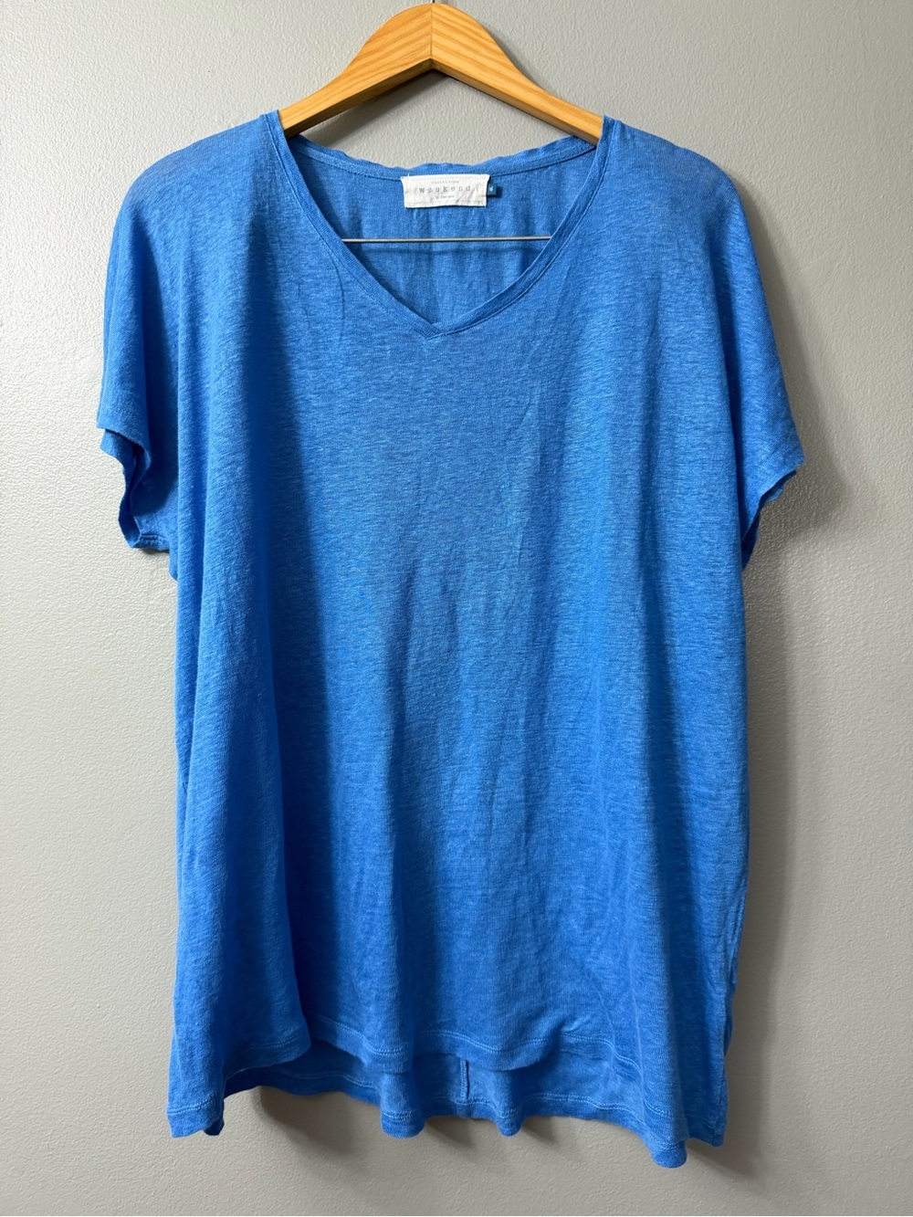 Collection weekend by John Lewis Lightweight Blue Linen V-Neck 16
